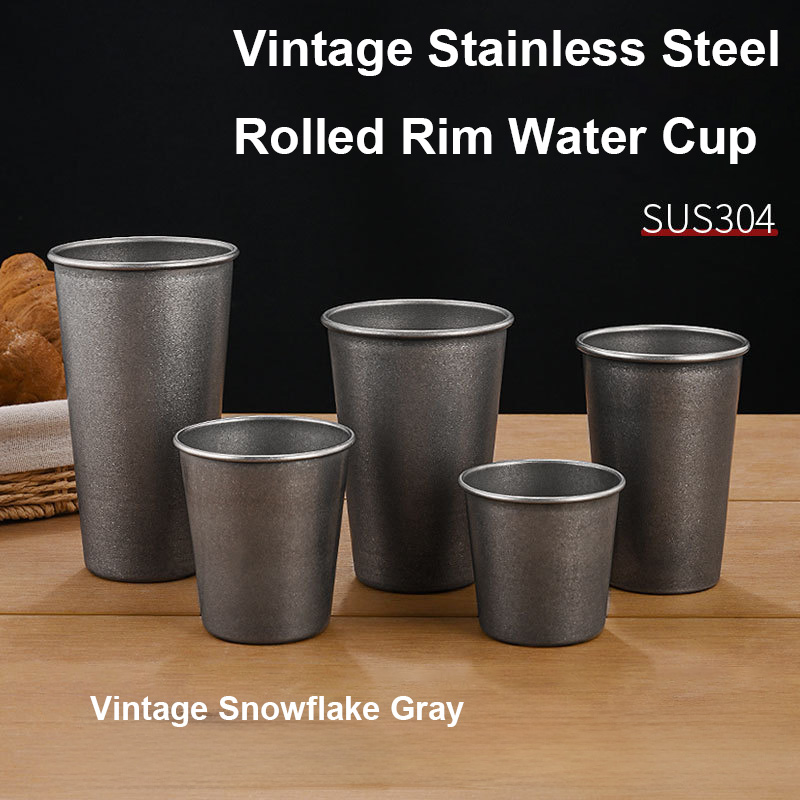Coffee Tea Drinks - Retro Silver Stainless Steel Drinking Cups