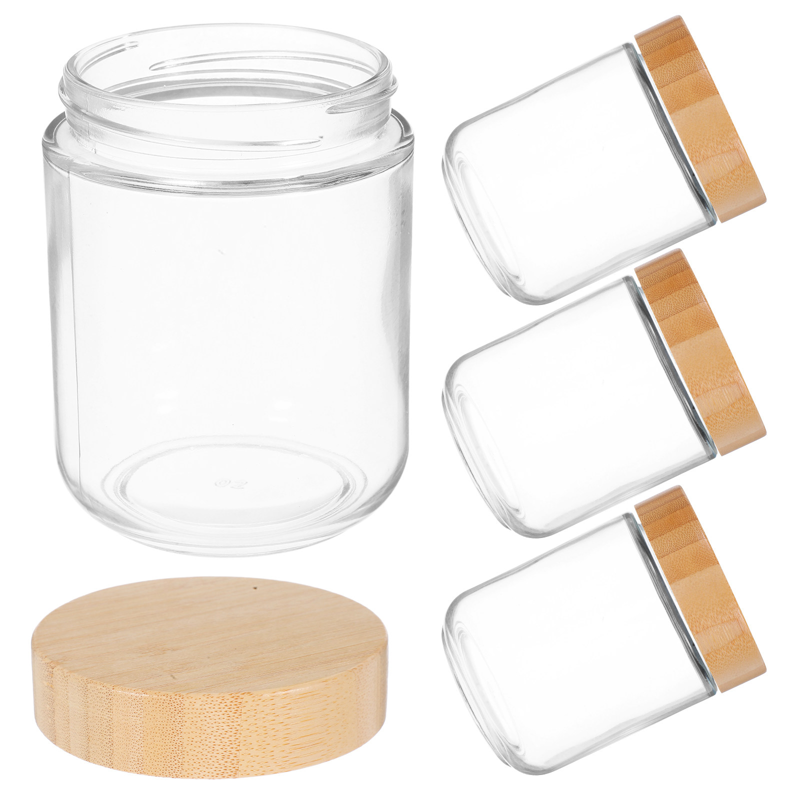 Coffee Tea And Sugar Canisters - 4Pcs Sturdy Glass Canisters with Bamboo