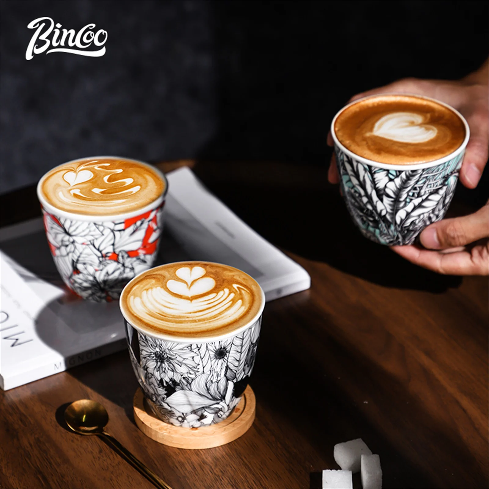 BINCOO Ceramic Coffee Cup Crea - Coffee Tea Flower ulasan dan harga