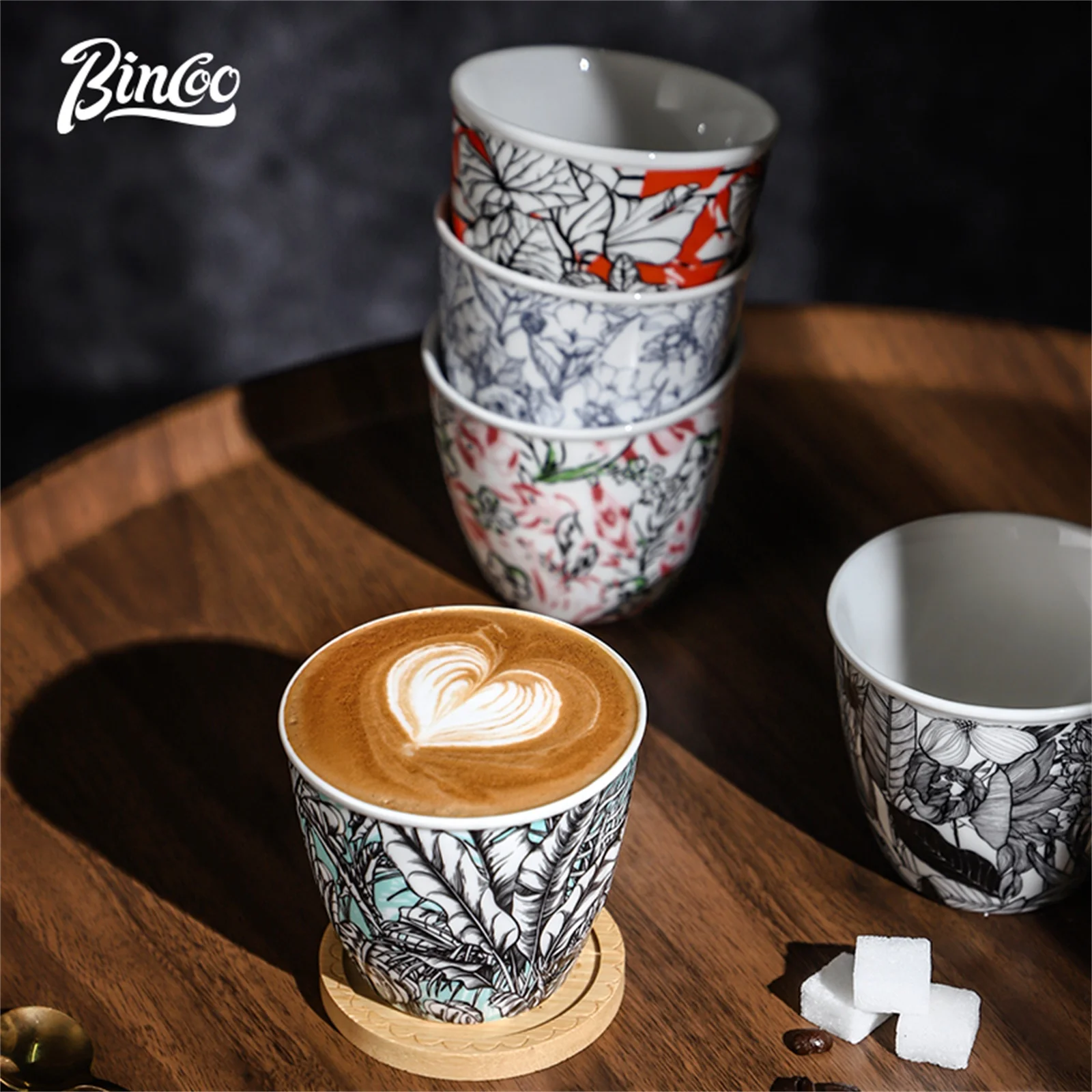 BINCOO Ceramic Coffee Cup Crea - Coffee Tea Flower ulasan dan harga