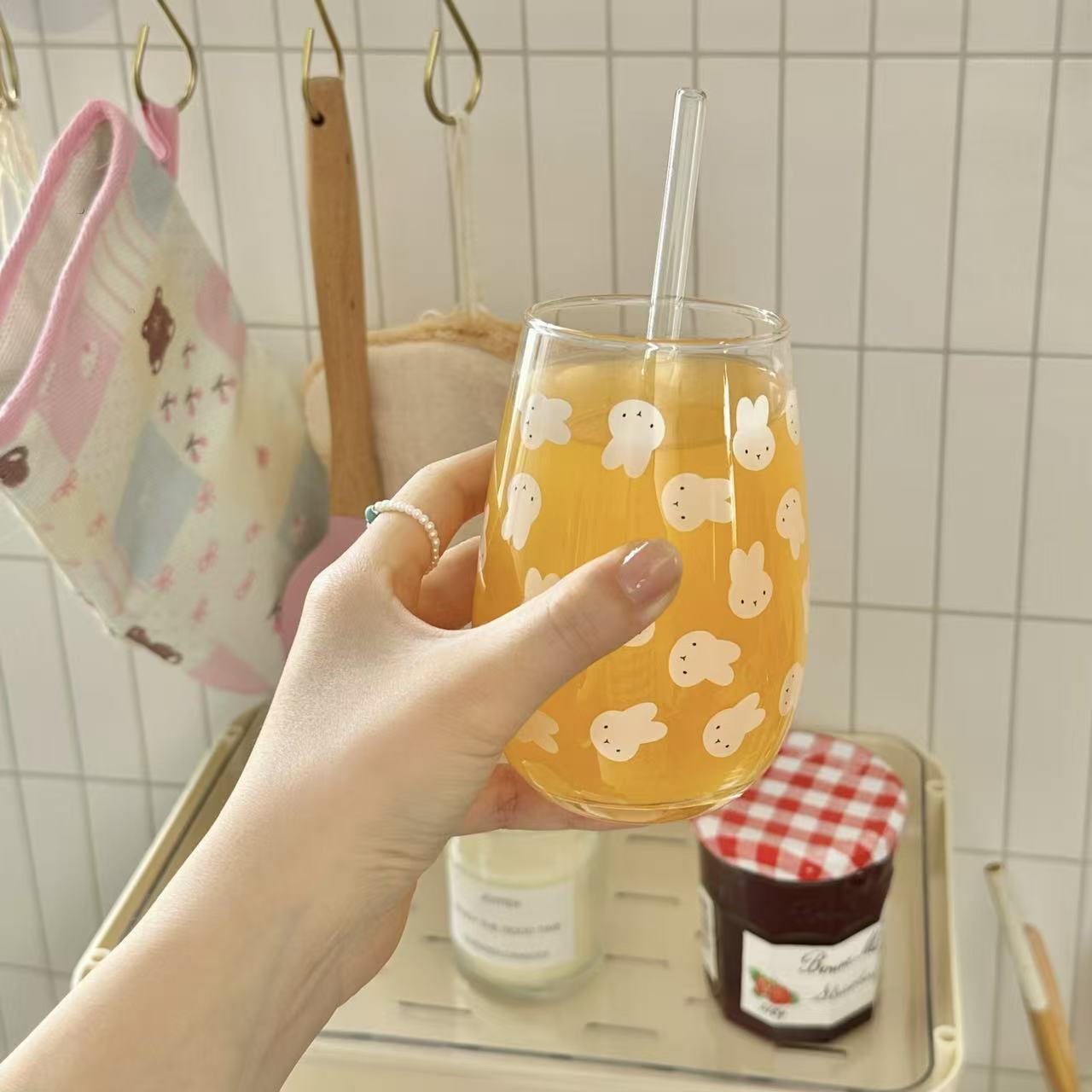 Cute Miffy Rabbit Printed Glas - Coffee Tea Hot ulasan dan harga