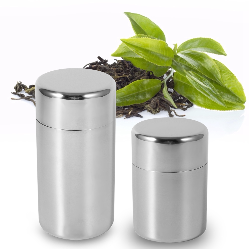 Tea Can Stainless Steel Tea Ti - Coffee Tea And Sugar Canisters ulasan dan harga