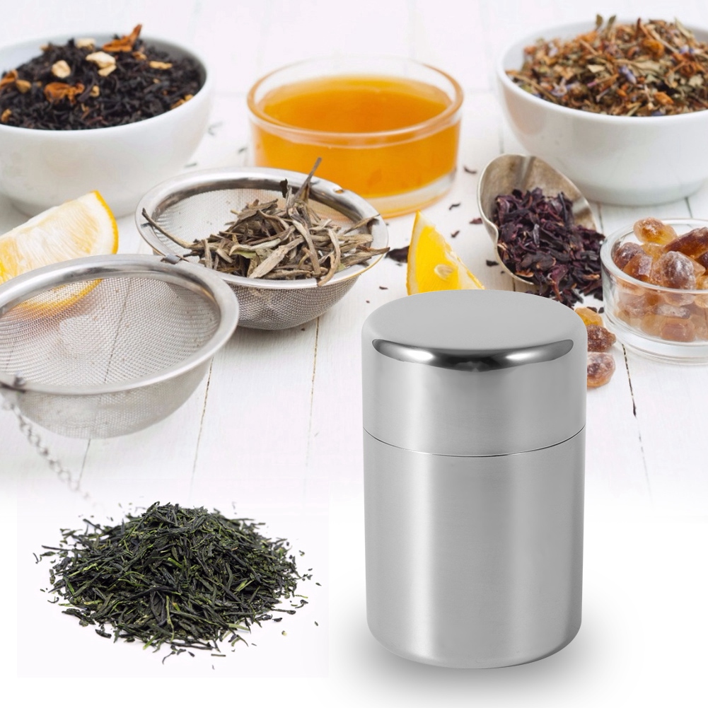 Tea Can Stainless Steel Tea Ti - Coffee Tea And Sugar Canisters ulasan dan harga