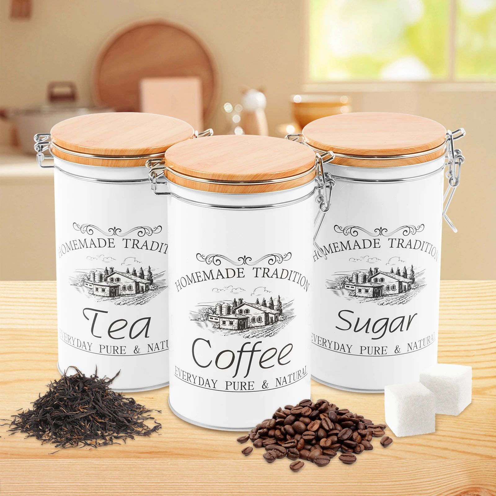 3Pcs/Set Tea Coffee Sugar Cani - Coffee Tea And Sugar Canisters ulasan dan harga