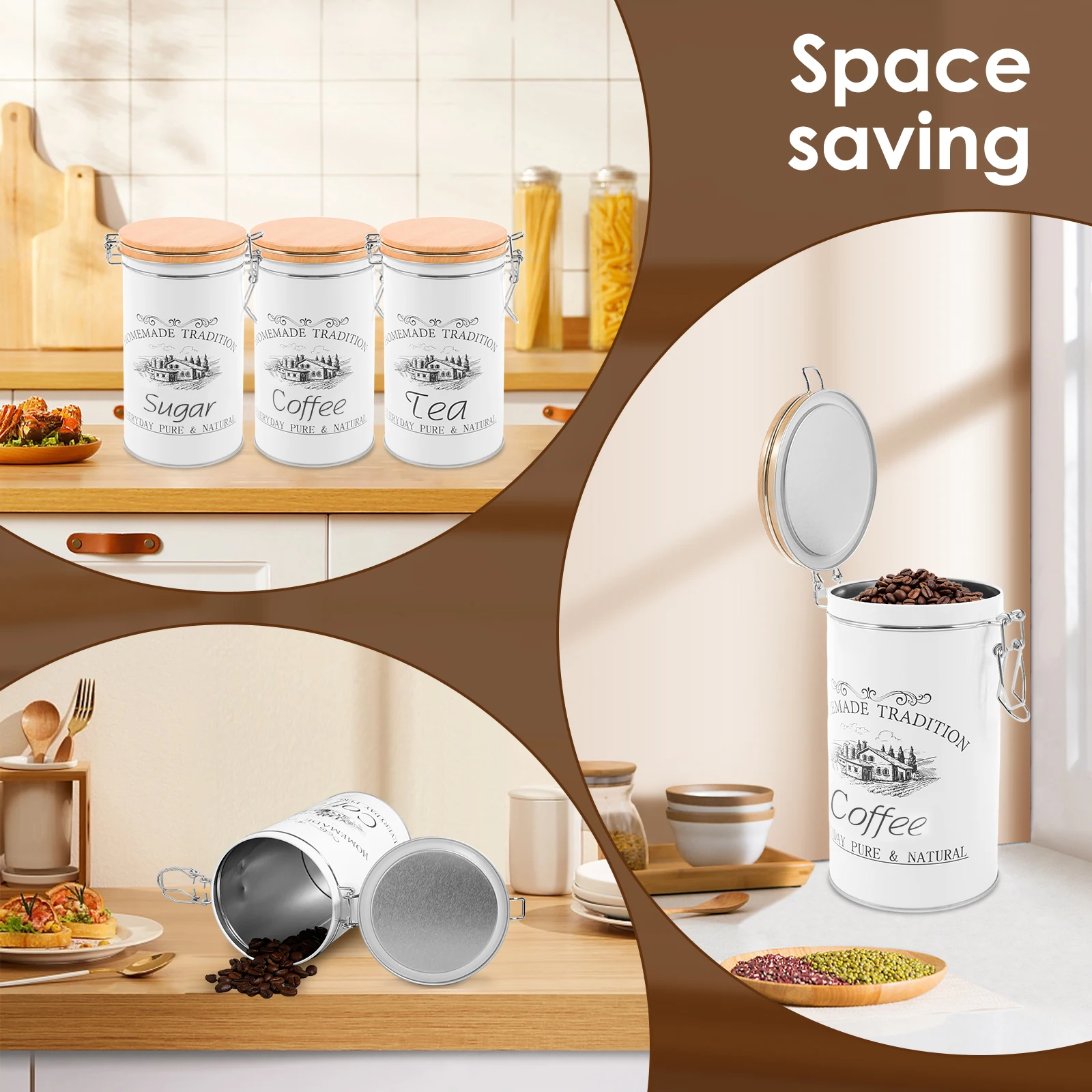 3Pcs/Set Tea Coffee Sugar Cani - Coffee Tea And Sugar Canisters ulasan dan harga