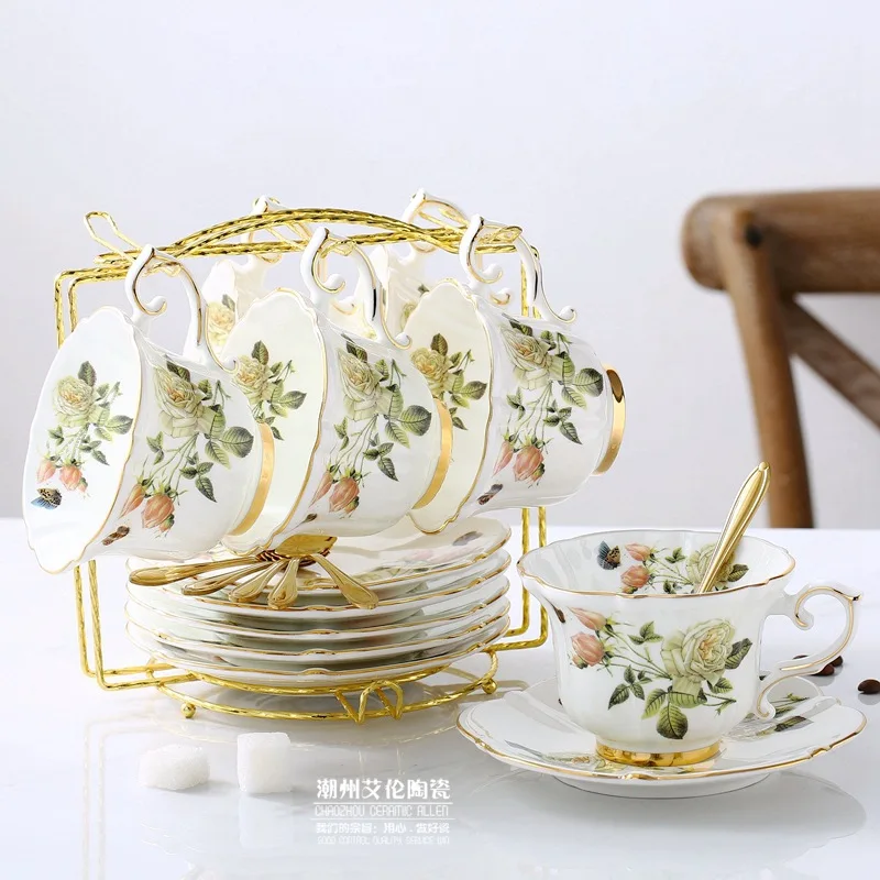 Bone China Coffee Set Camellia - Coffee Tea And Sugar Set ulasan dan harga