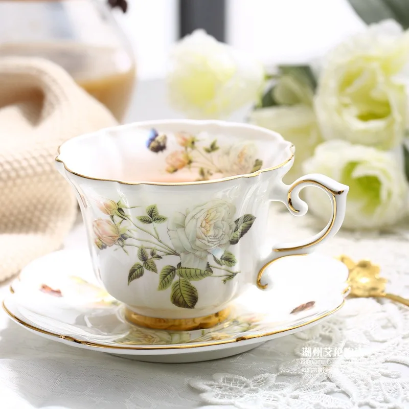 Bone China Coffee Set Camellia - Coffee Tea And Sugar Set ulasan dan harga