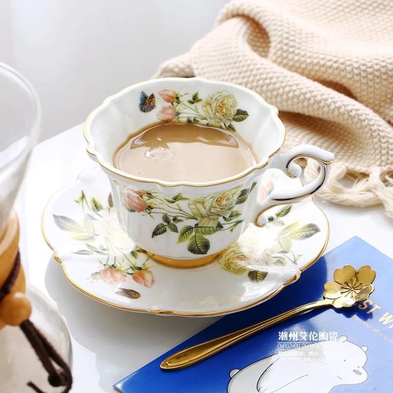 Bone China Coffee Set Camellia - Coffee Tea And Sugar Set ulasan dan harga