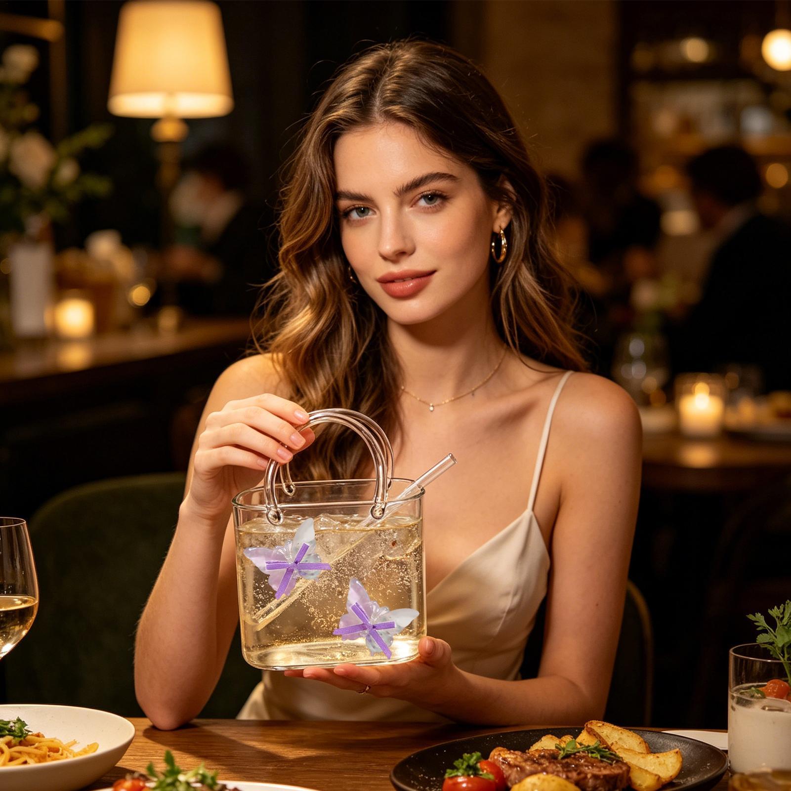 Glass Purse For Drinks Funky C - Coffee Tea Flower ulasan dan harga