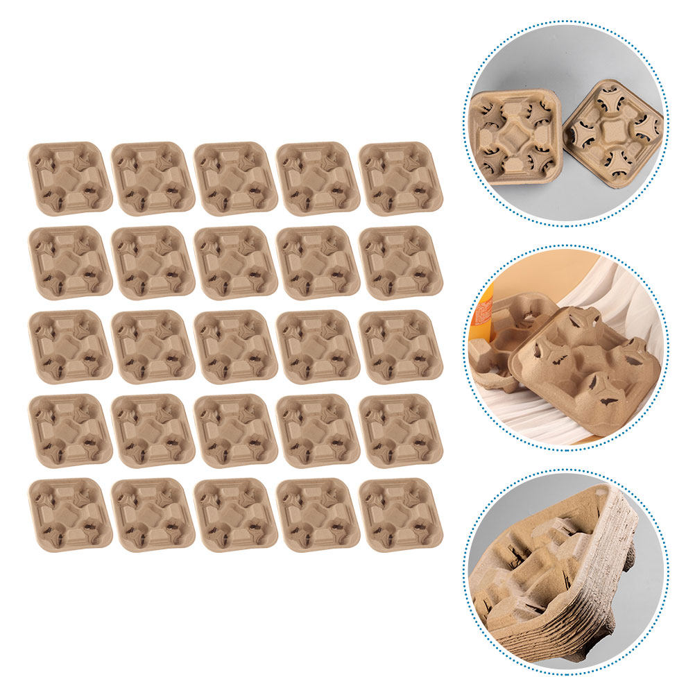25Pcs Four-Cup Paper Pulp Hold - Coffee Tea Drinks ulasan dan harga