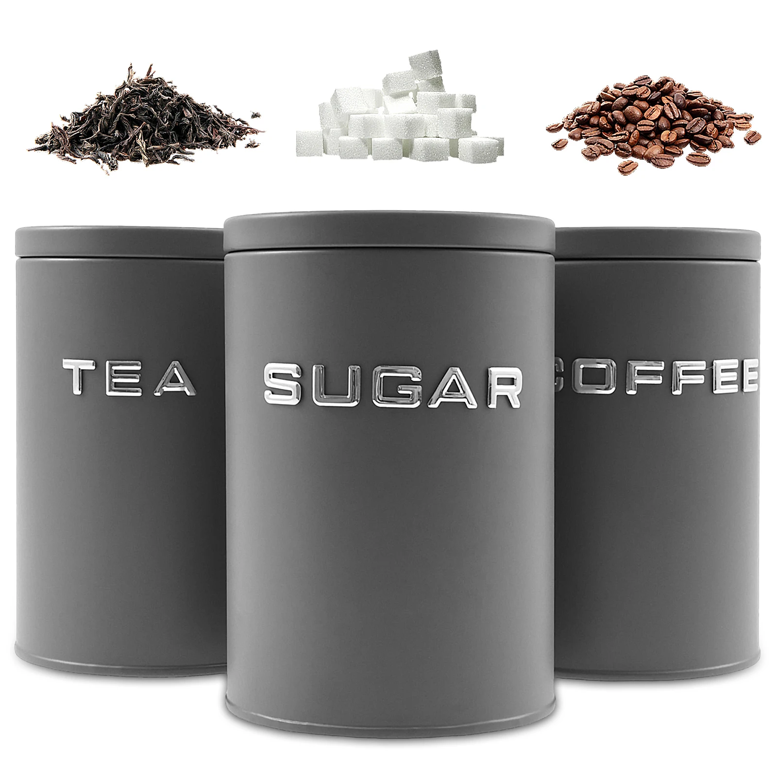 3 Pcs Tea Coffee Sugar Caniste - Coffee Tea And Sugar Canisters ulasan dan harga