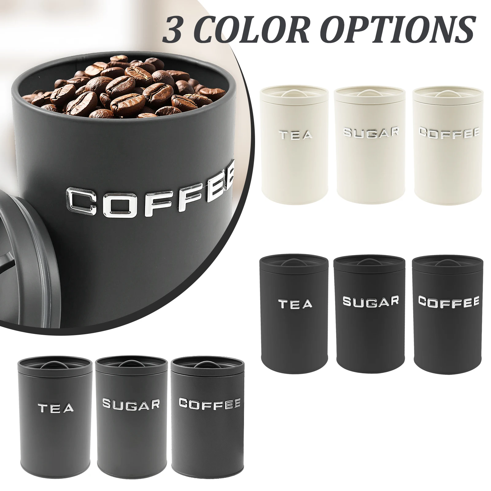 3 Pcs Tea Coffee Sugar Caniste - Coffee Tea And Sugar Canisters ulasan dan harga