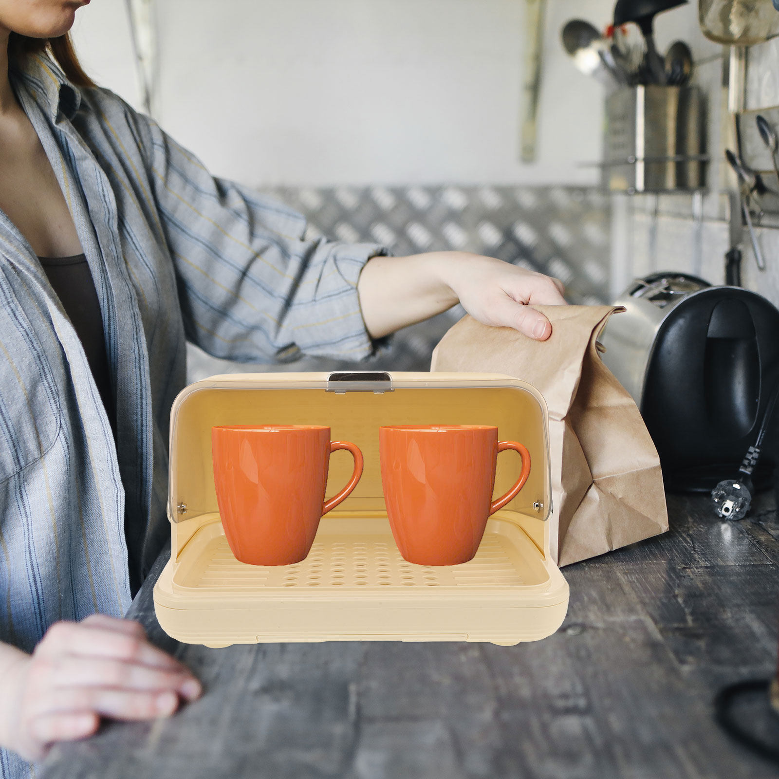 Cup Storage Organizer Box Desk - Coffee Tea Box ulasan dan harga